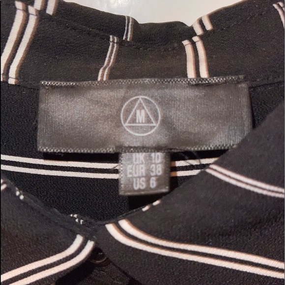 Black and White Pinstripe Long Sleeve Button Down Dress - Picture 3 of 3